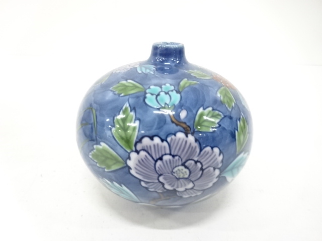  源右衛門窯造　染錦　牡丹絵　花瓶